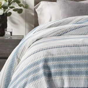 Coyuchi Lost Coast QUEEN organic cotton Striped Bedding- boho